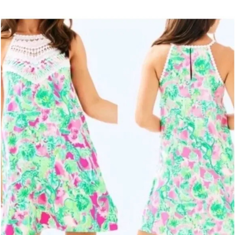 Lilly Pulitzer Catty Shack Pink Green Pearl Soft Shift dress
